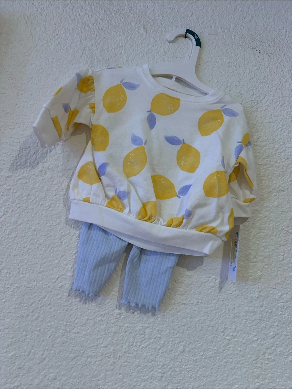 Carter's White Lemon Print Top with Yellow and Light Blue Leggings - Picture 2 of 4